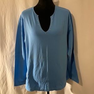 Denim & Co. Long Sleeve Shirt, Lighter Blue, 1X